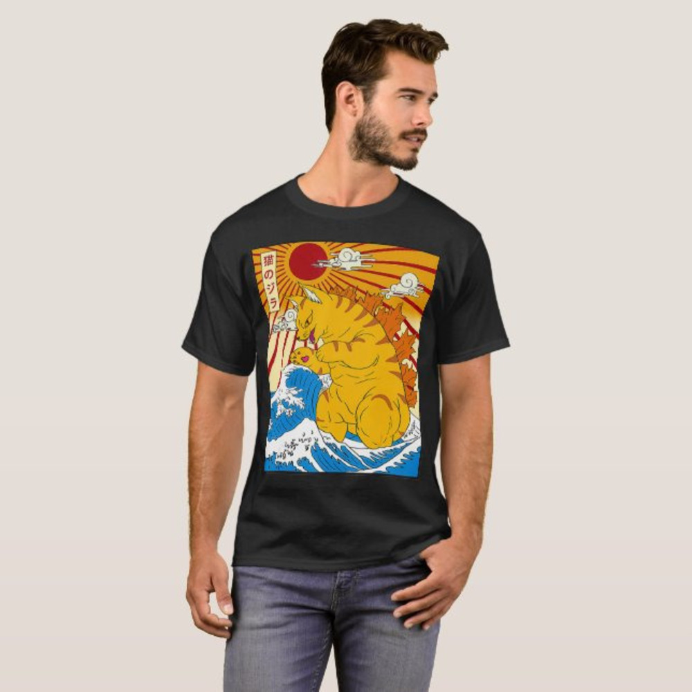 Catzilla Funny Cute Cat Art Japanese T Shirt